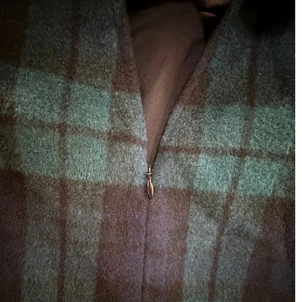 Tuckernuck Blackwatch Plaid Faye Blouse Plaid Wool Ruffle Bow Back Preppy SZ M - Picture 15 of 16